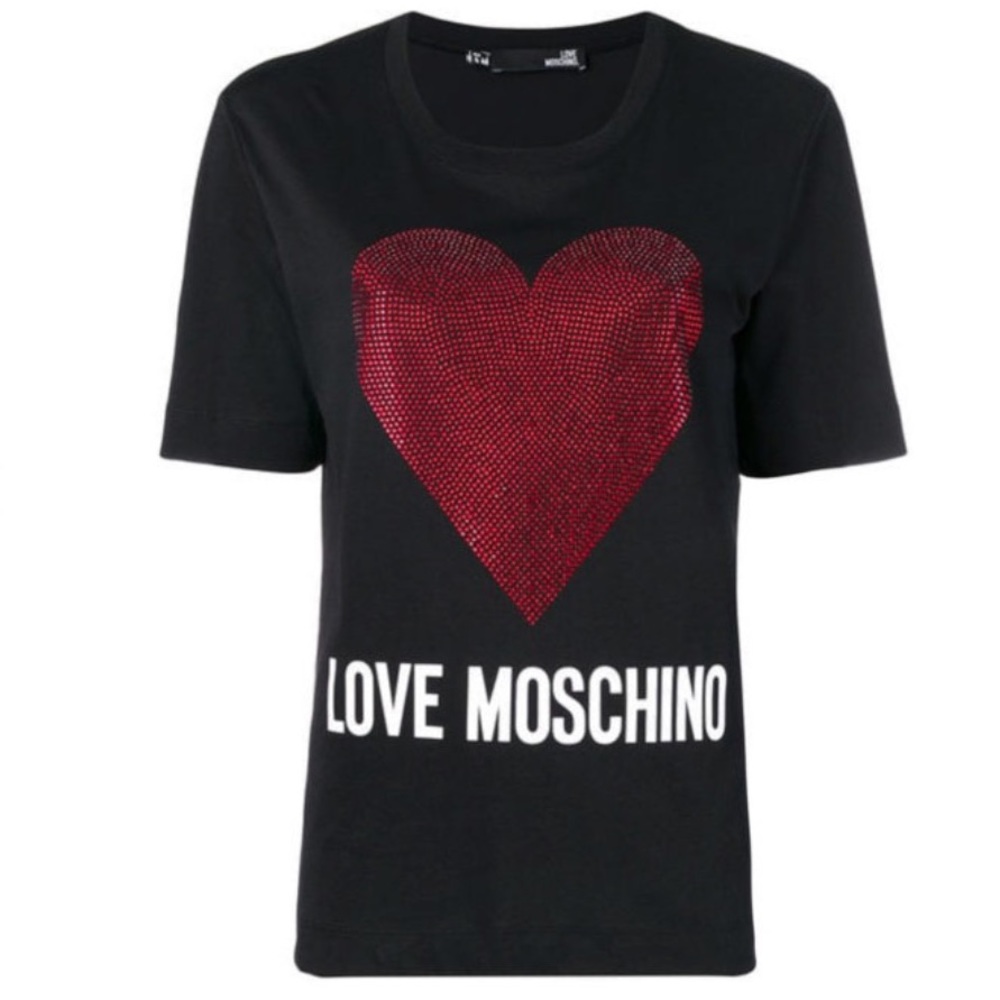 NWT Love Moschino Rhinestone Heart T-shirt - Picture 5 of 11